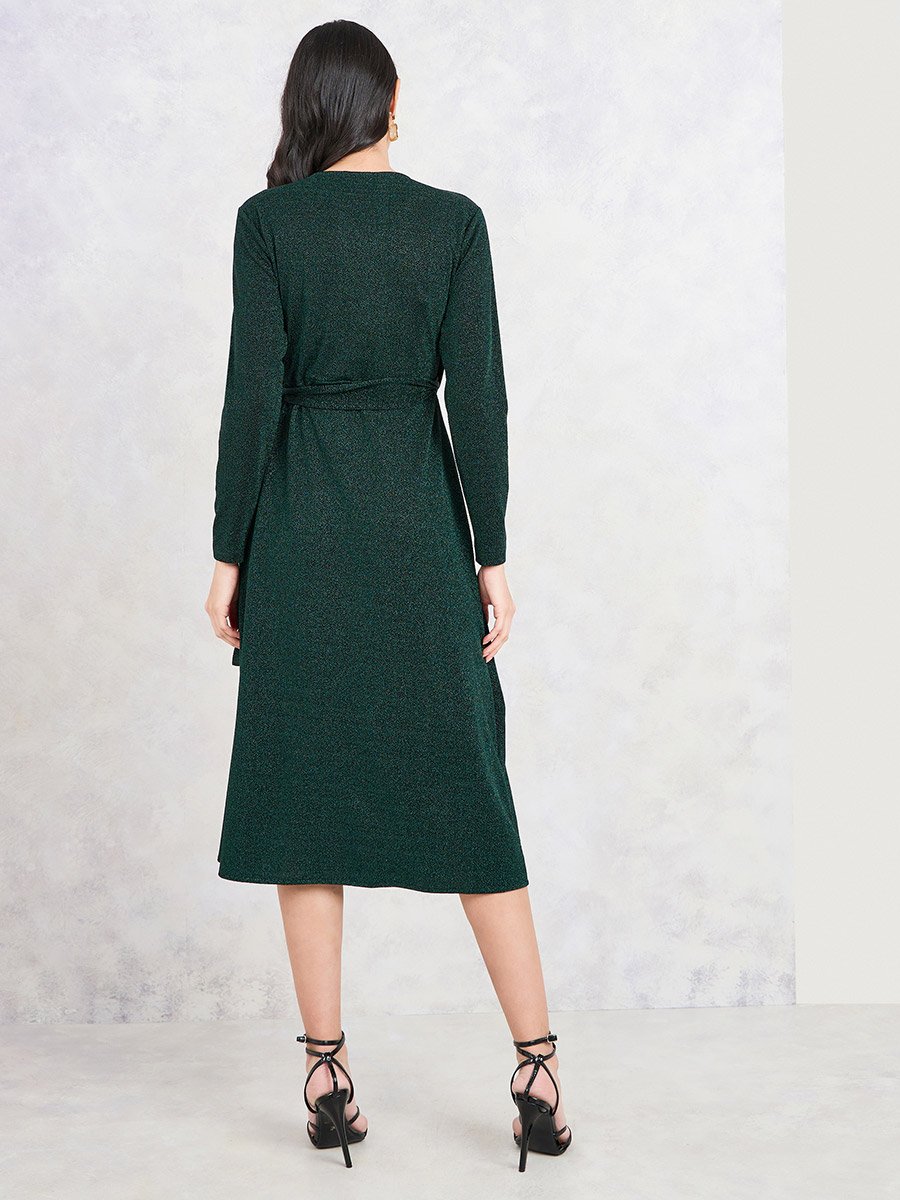 Shimmer A-Line Midi Wrap Dress