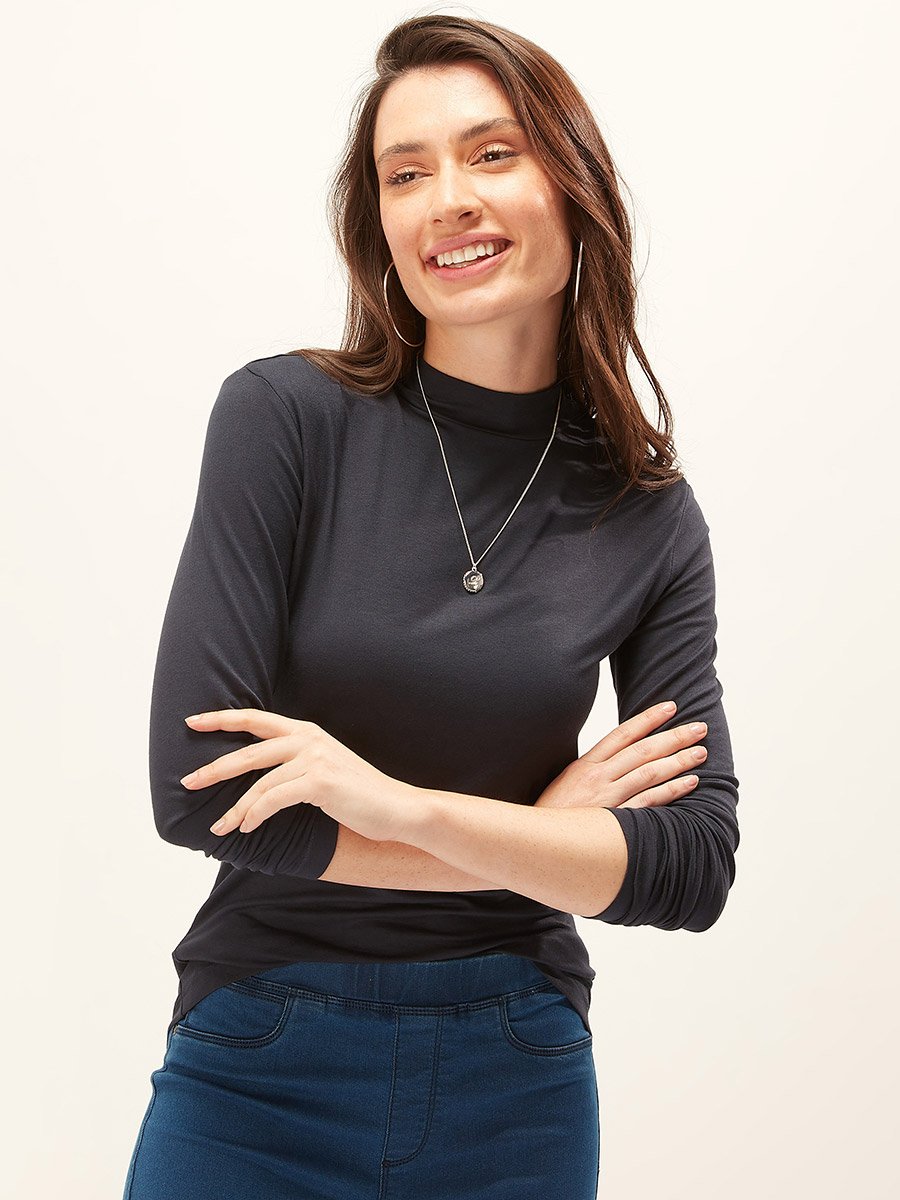 High Neck T-Shirt with Long Sleeves