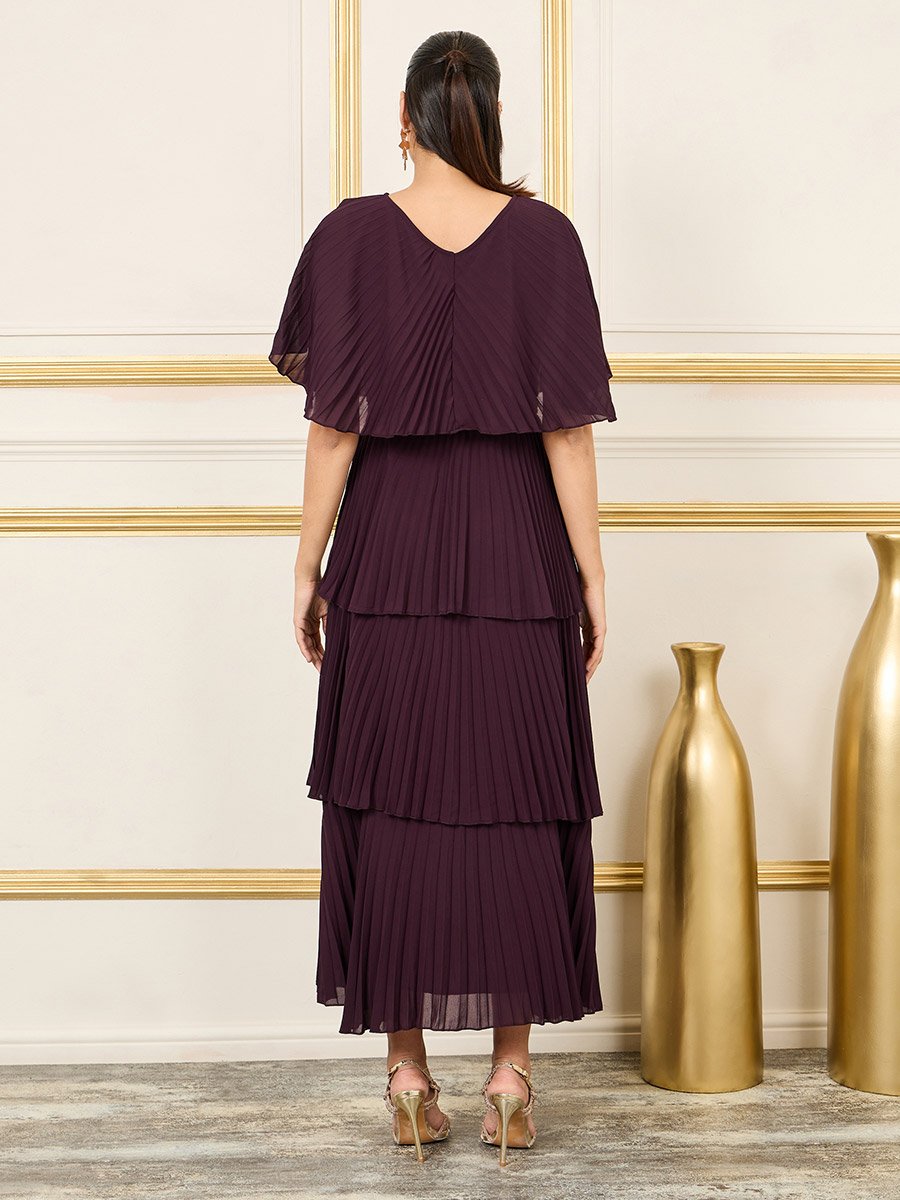 open lace back dress Pleated Layers Midi Dress main image 0