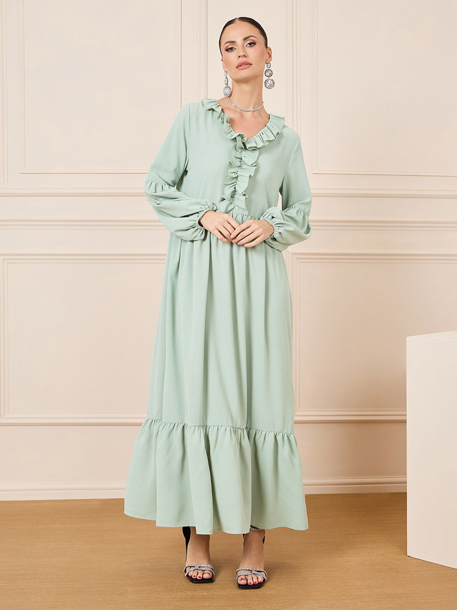 maxi long sleeve dress black Veronica Beard Viela Long-Sleeve Maxi Dress
