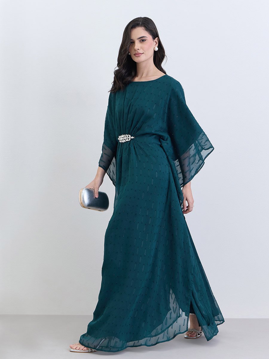 chiffon kaftan maxi dress Women Teal Embellished For Women at Saudi Color:Pattern3 YESFASHION Women's Dressy Fashion capsulesale Wedding dress Wear it on the