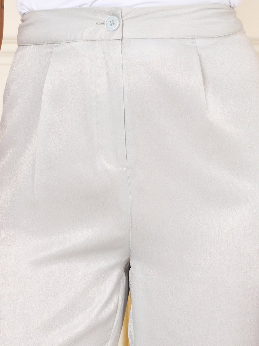 Satin High Rise Straight Leg Trouser