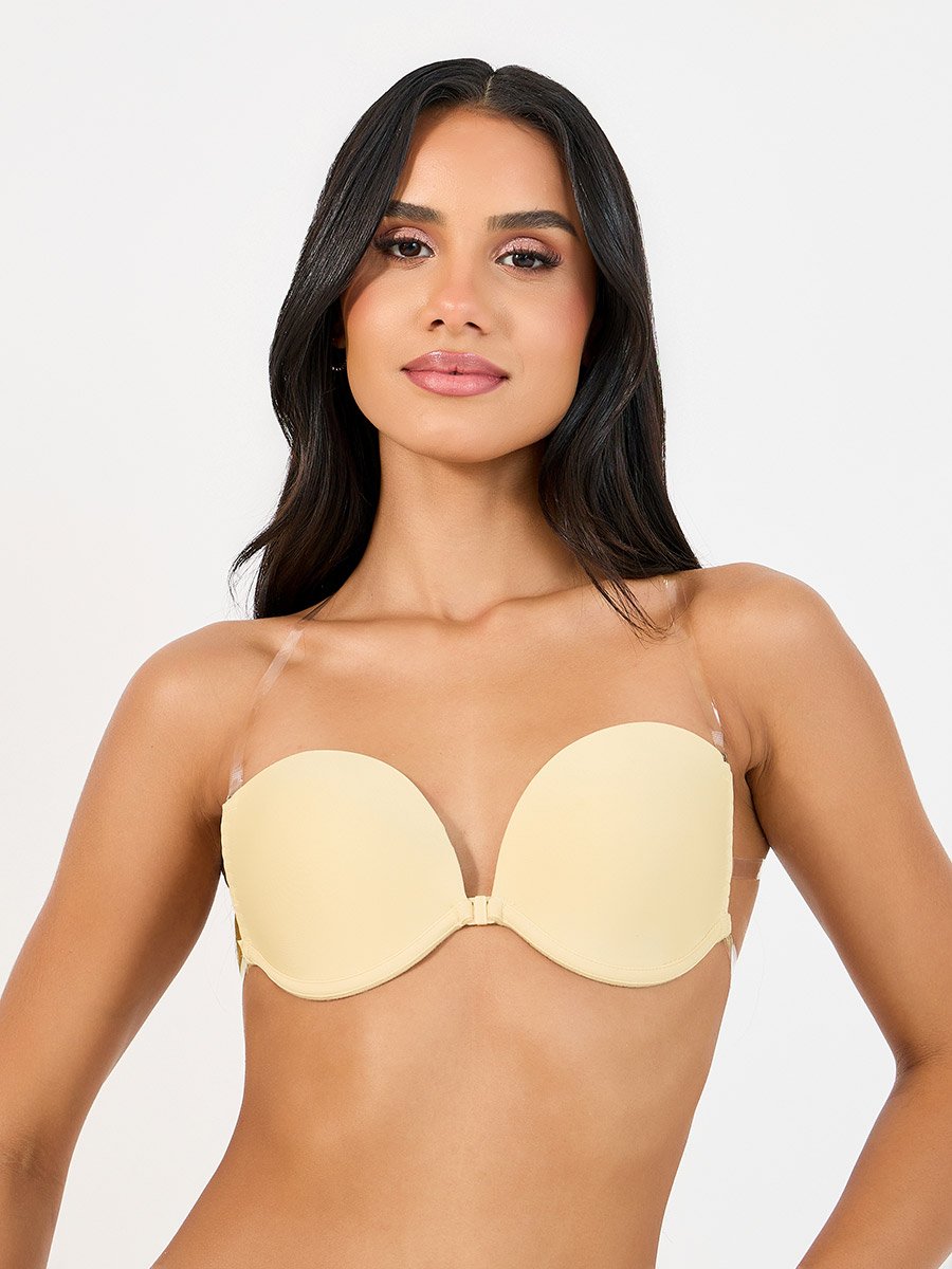 Front Fastening Clear Strap Bra