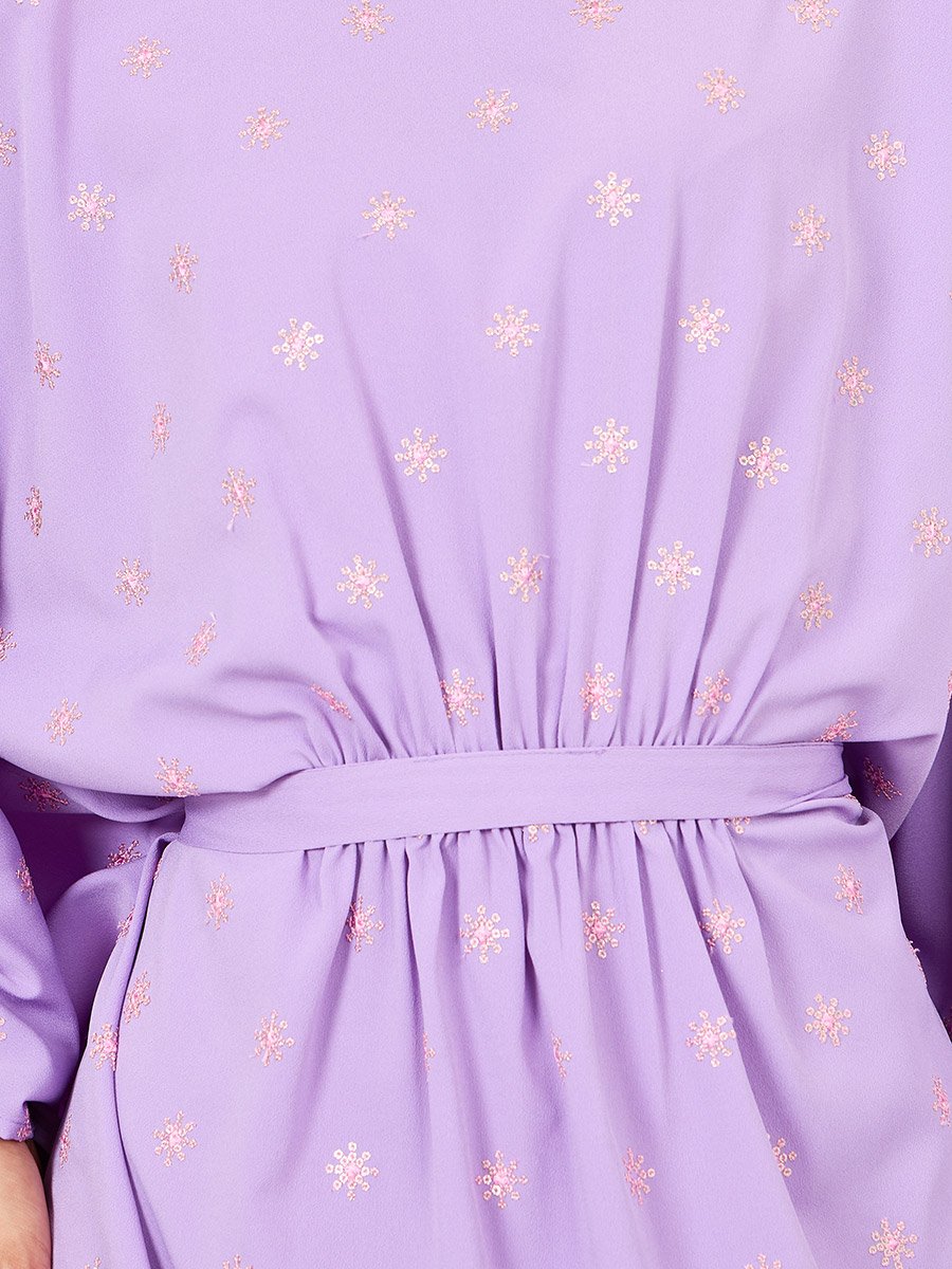 Embroidered Batwing Sleeves Self Tie Up Kaftan