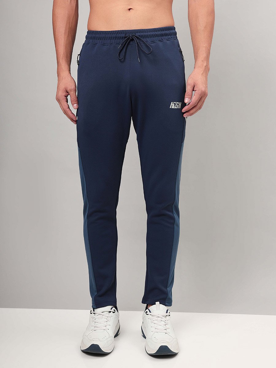 Contrast Side Panel Track Pants with Zip Pocket