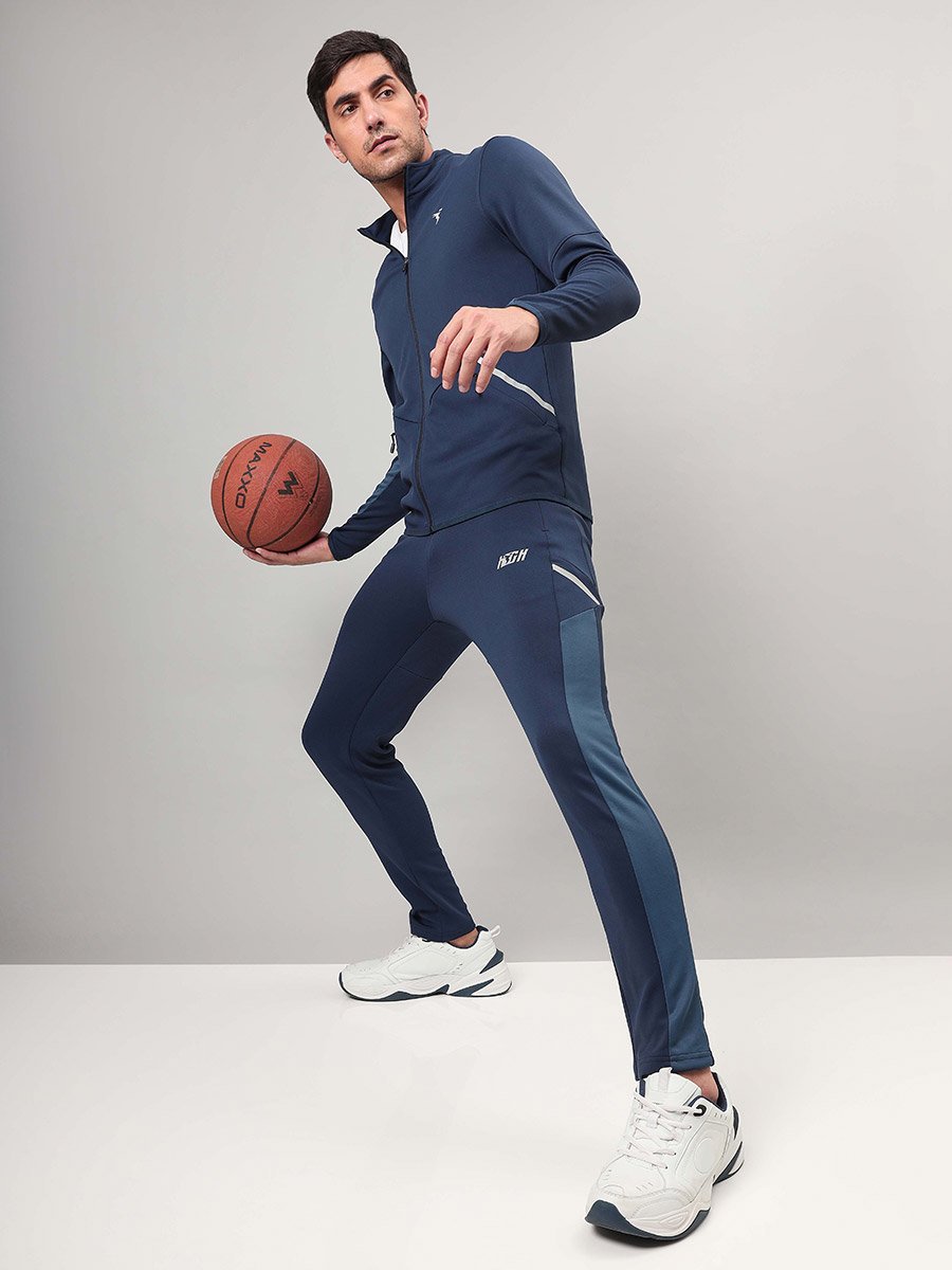 Contrast Side Panel Track Pants with Zip Pocket