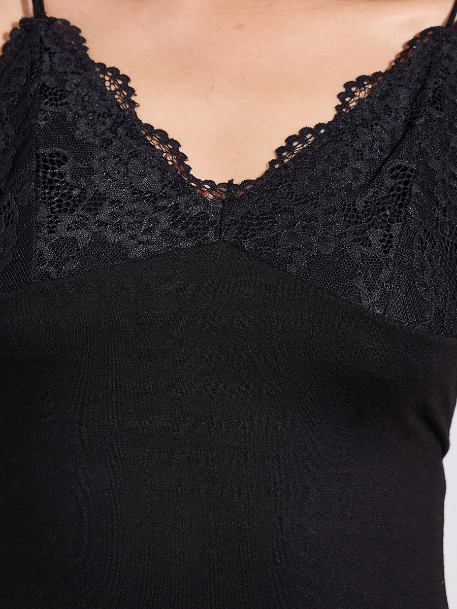 Scalloped Edge Lace Cup and Side Slit Slip Dress