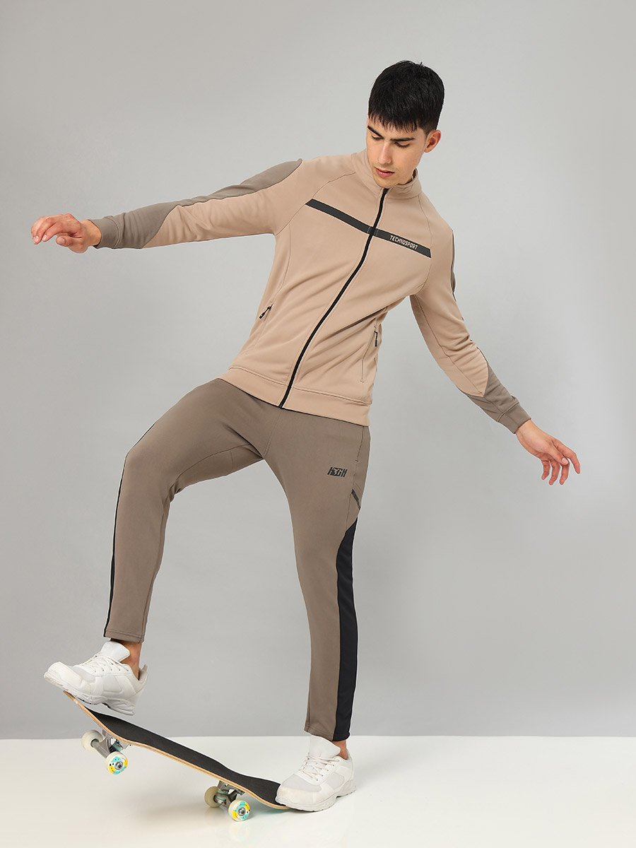 Contrast Panel Sleeve Full Zip Sports Jacket