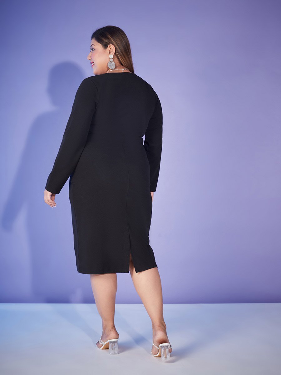 Plus Embellished Neckline Bodycon Midi Dress