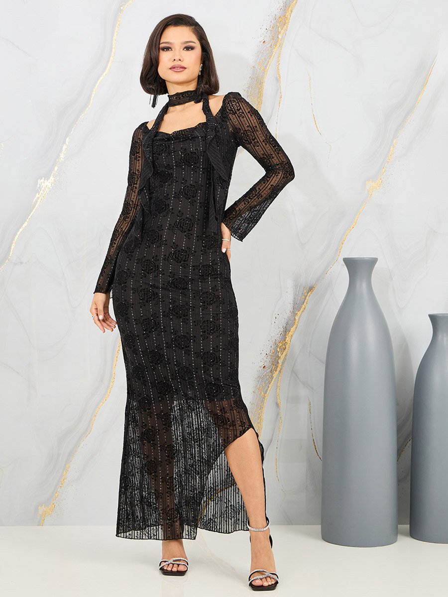mesh bodycon maxi dress Zip Detail Floral Bodycon Dress – AX Paris main image 0
