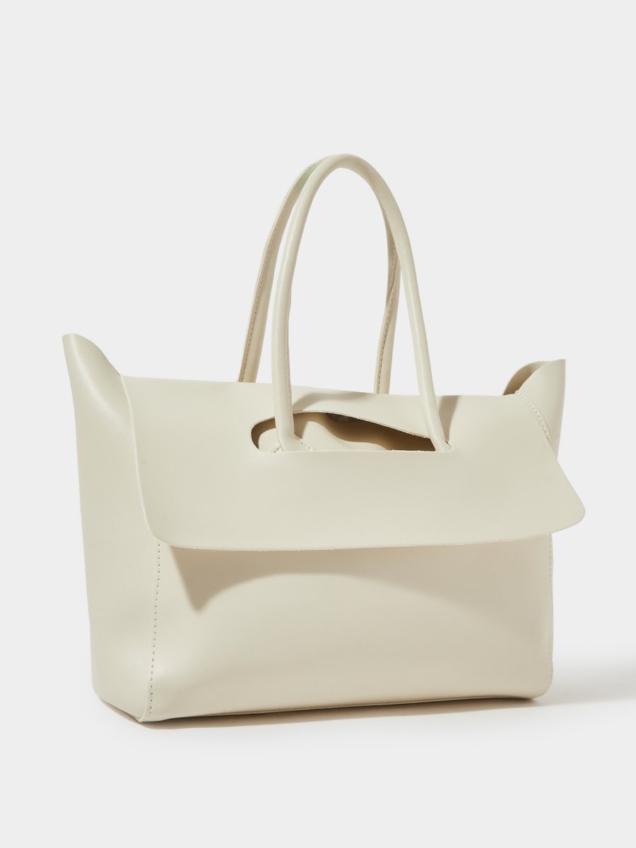 Beige Cut Out Flap Design Shoulder Bag