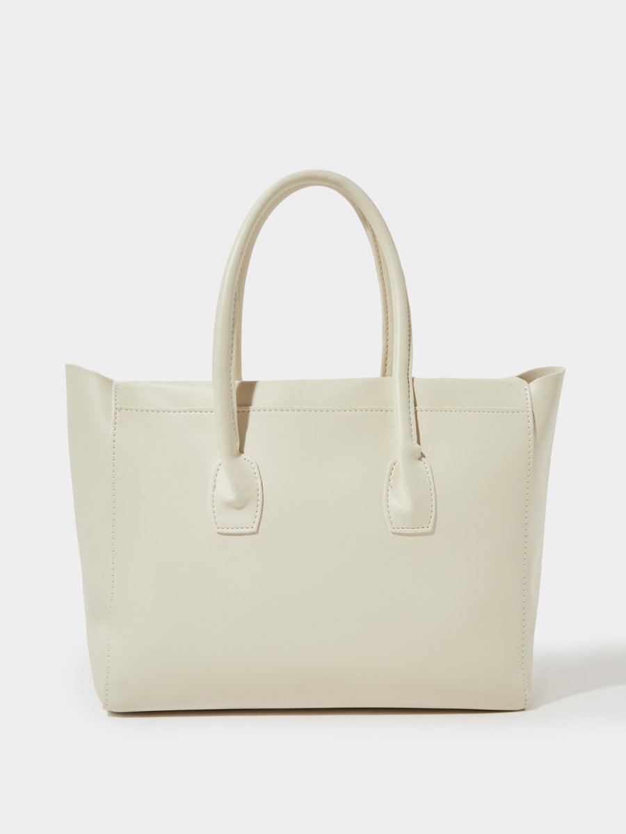 Beige Cut Out Flap Design Shoulder Bag