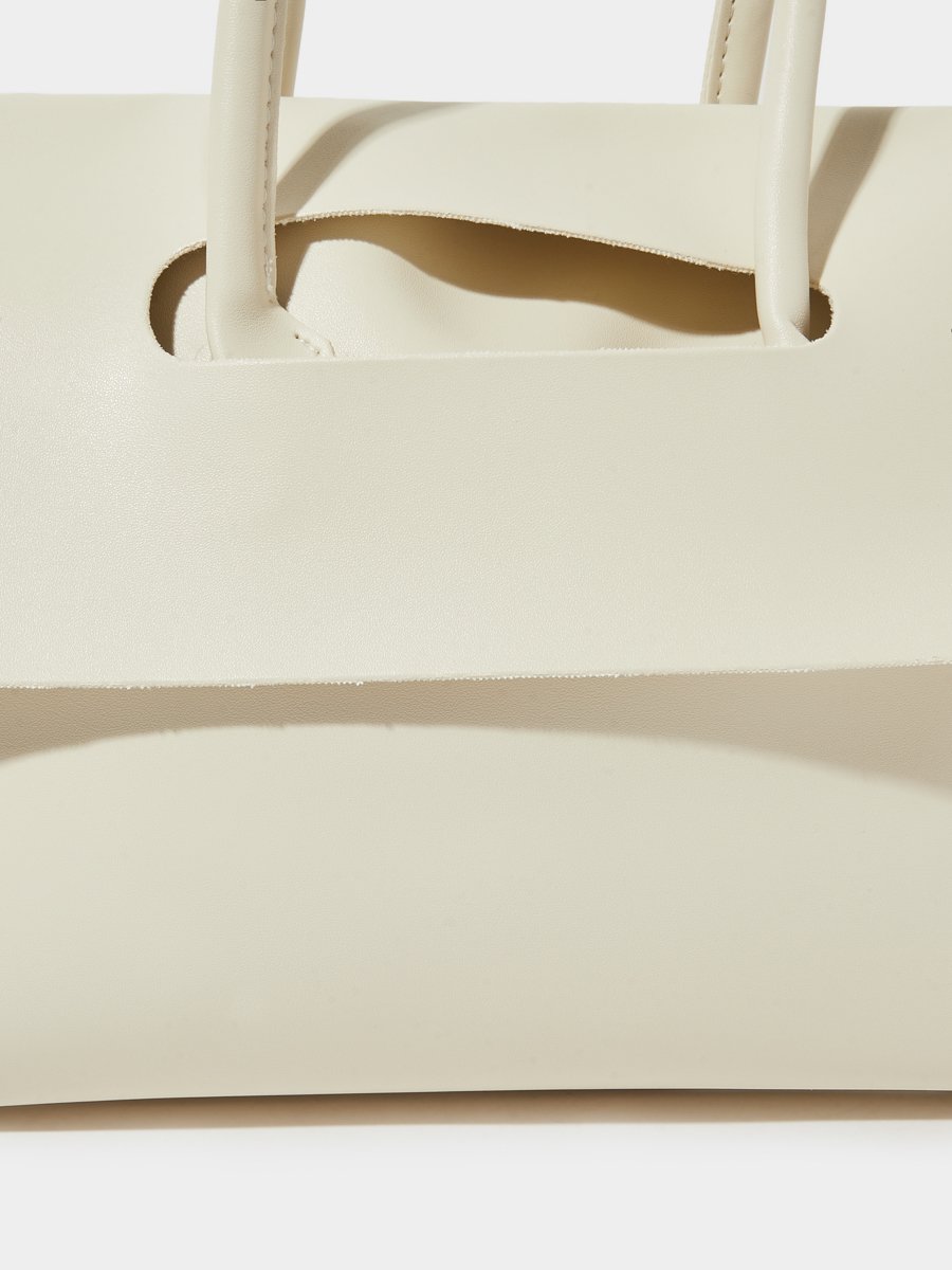 Beige Cut Out Flap Design Shoulder Bag