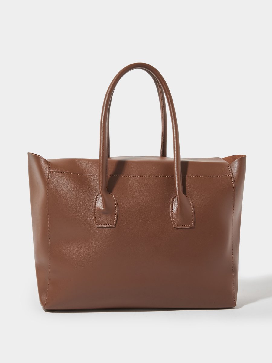 Coffee Brown Cut Out Flap Design Shoulder Bag