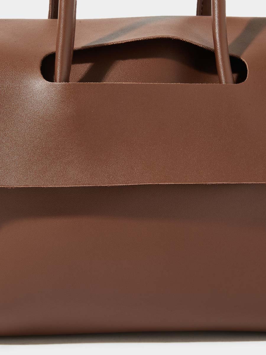 Coffee Brown Cut Out Flap Design Shoulder Bag