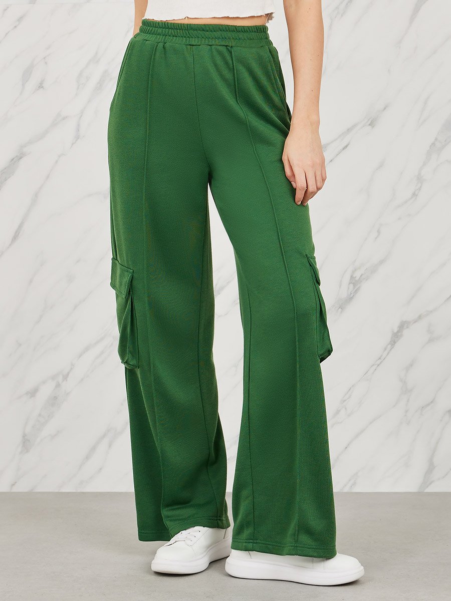High Rise Cargo Open Hem Joggers