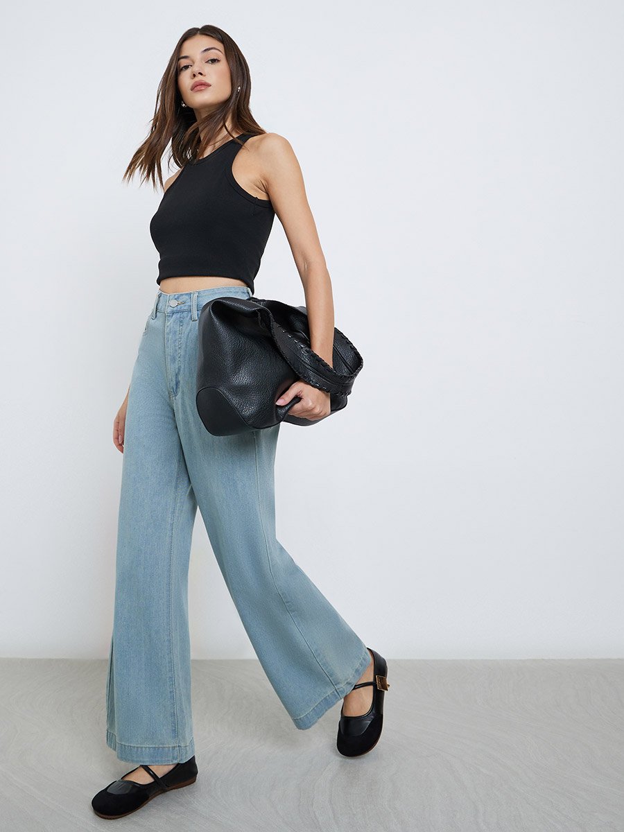 Mid Rise Wide Leg Jeans