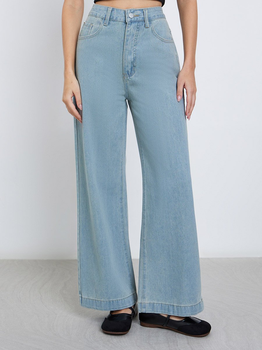 Mid Rise Wide Leg Jeans
