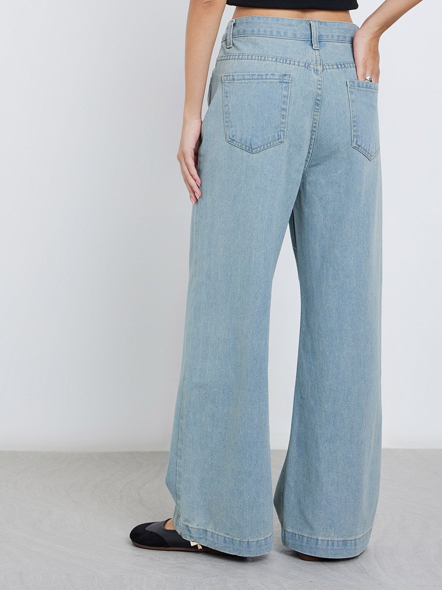 Mid Rise Wide Leg Jeans