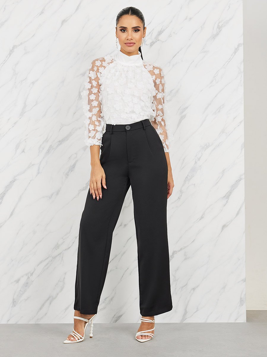 High Rise Flared Tailored Trouser