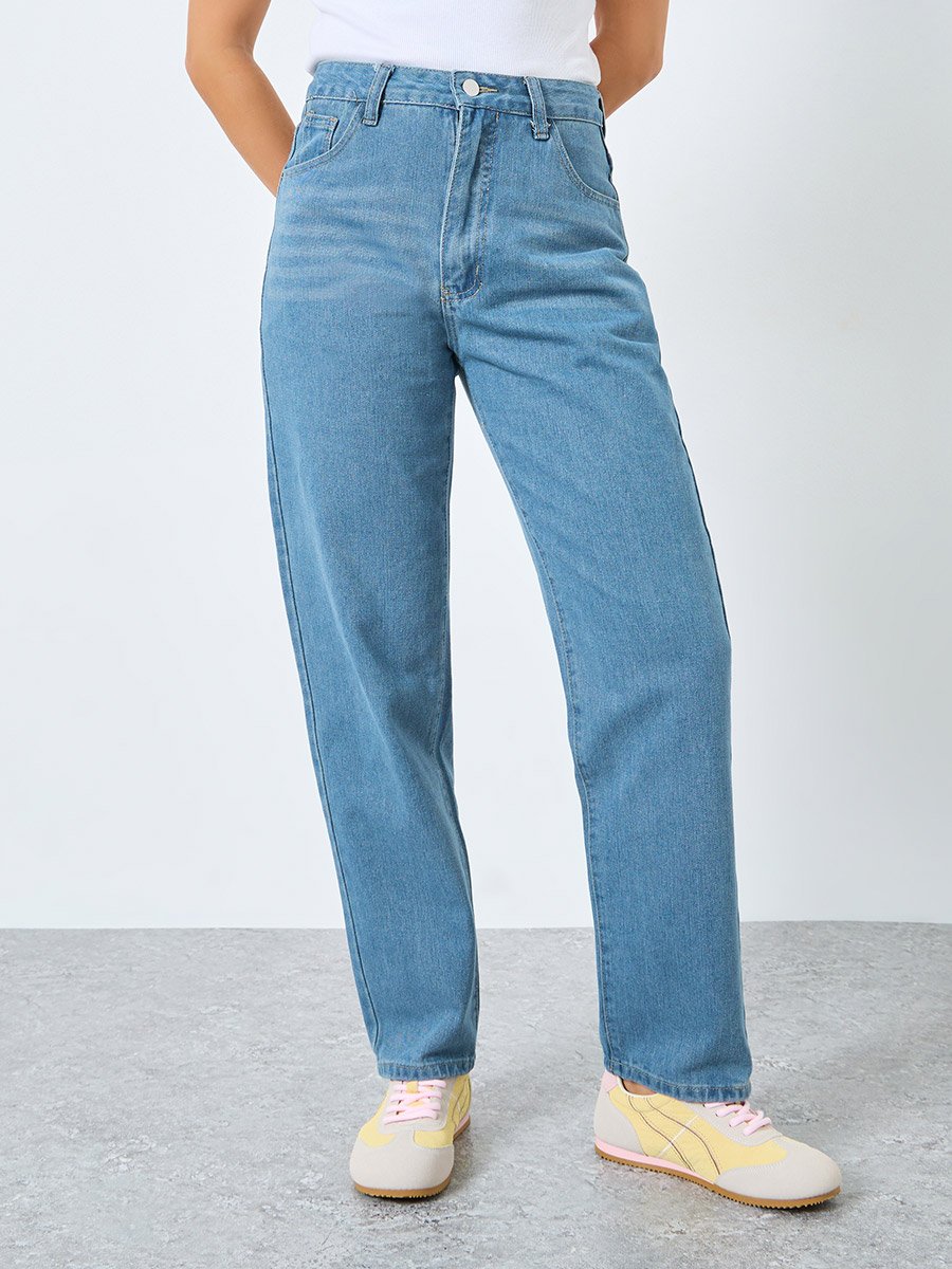 High Rise Whisker Tapered Jeans