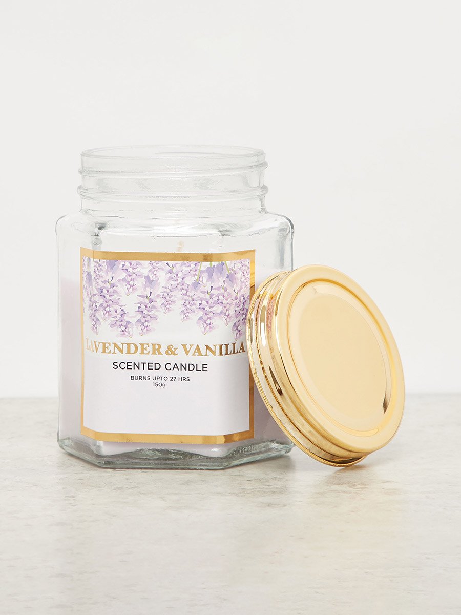 Lavender and Vanilla Scented Jar Candle, 150gms