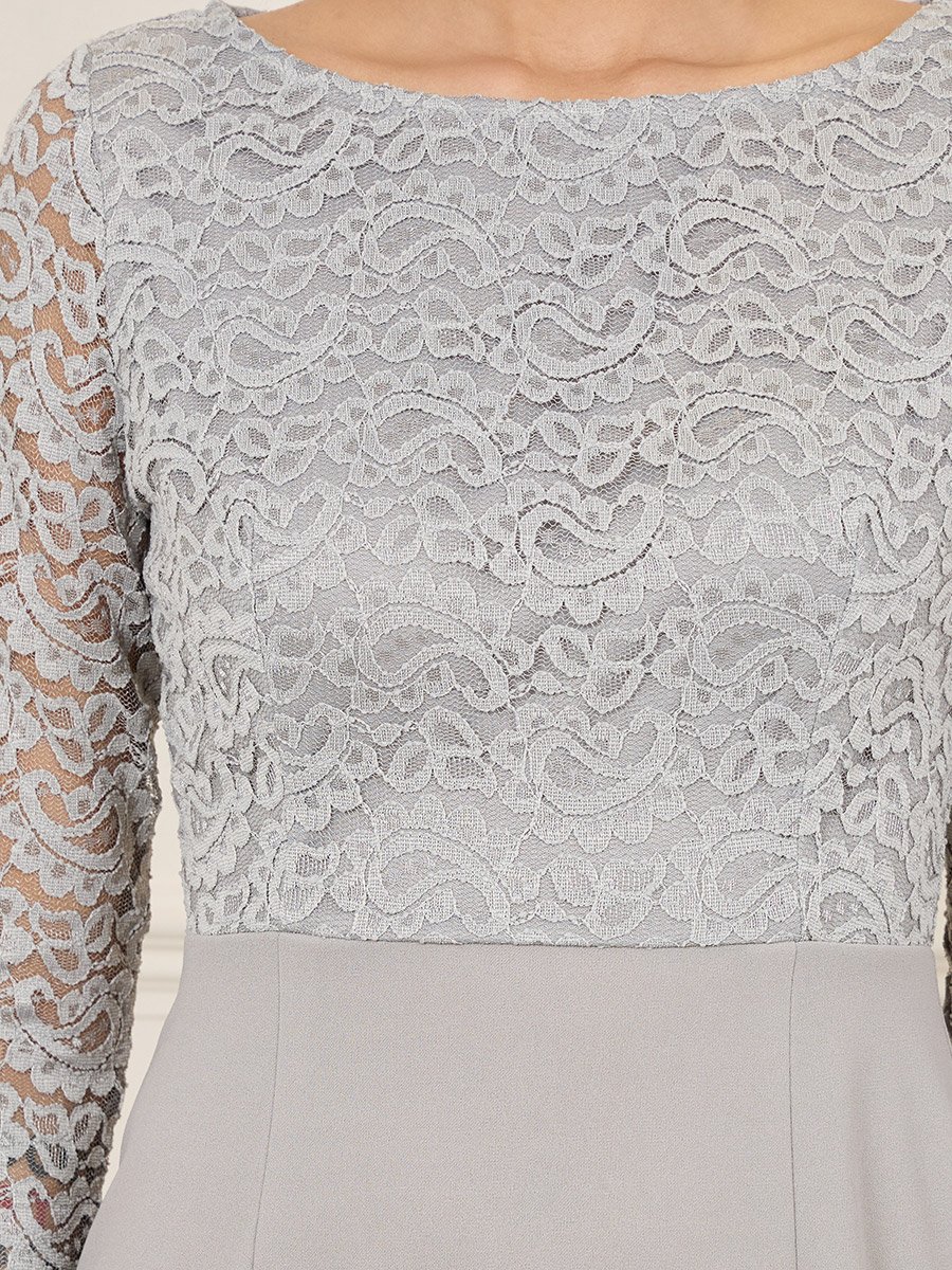 Lace Detail Long Sleeves Mermaid Dress