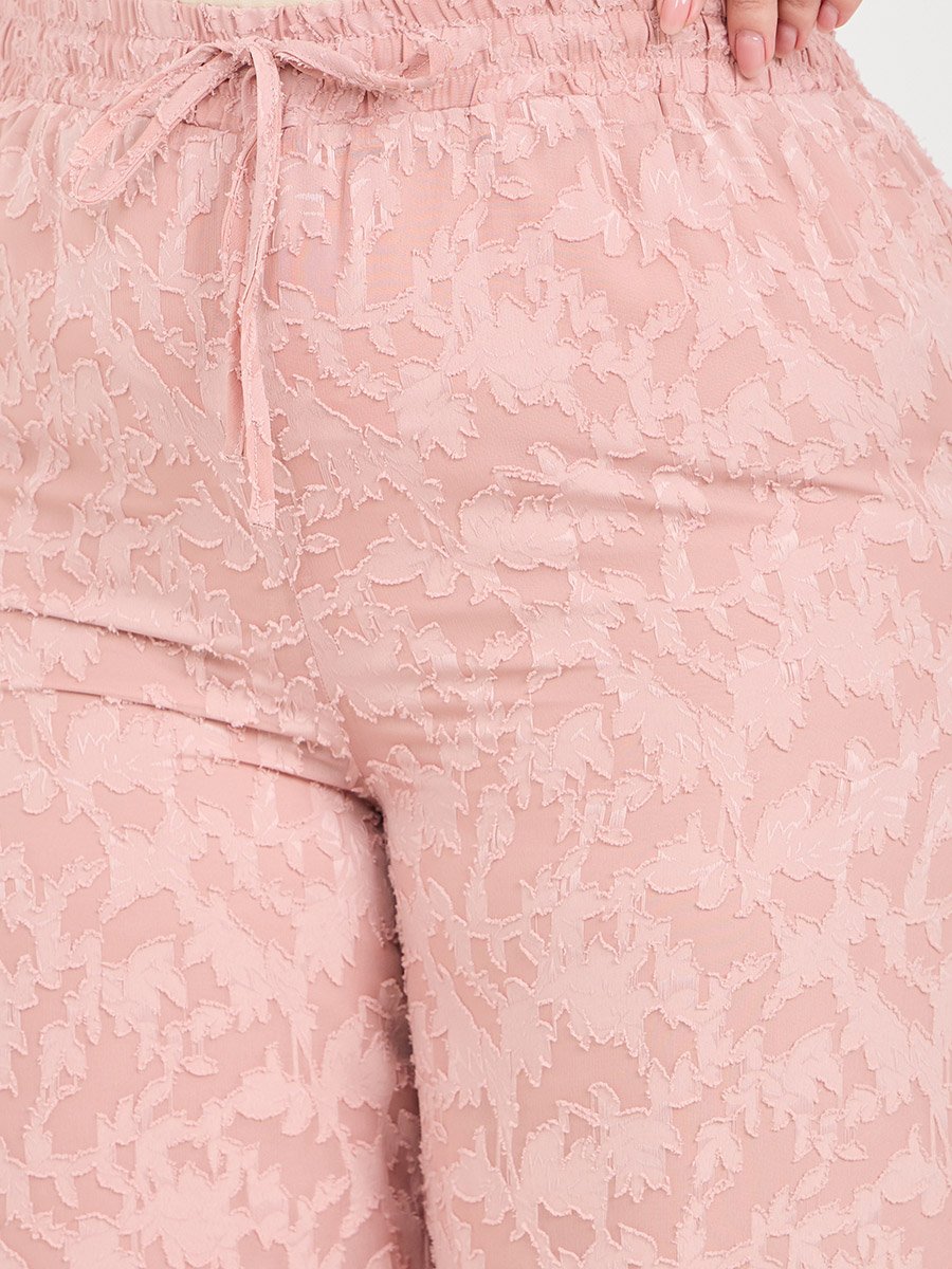 Plus Burnout Texture Wide Leg Pants with Pocket Detail