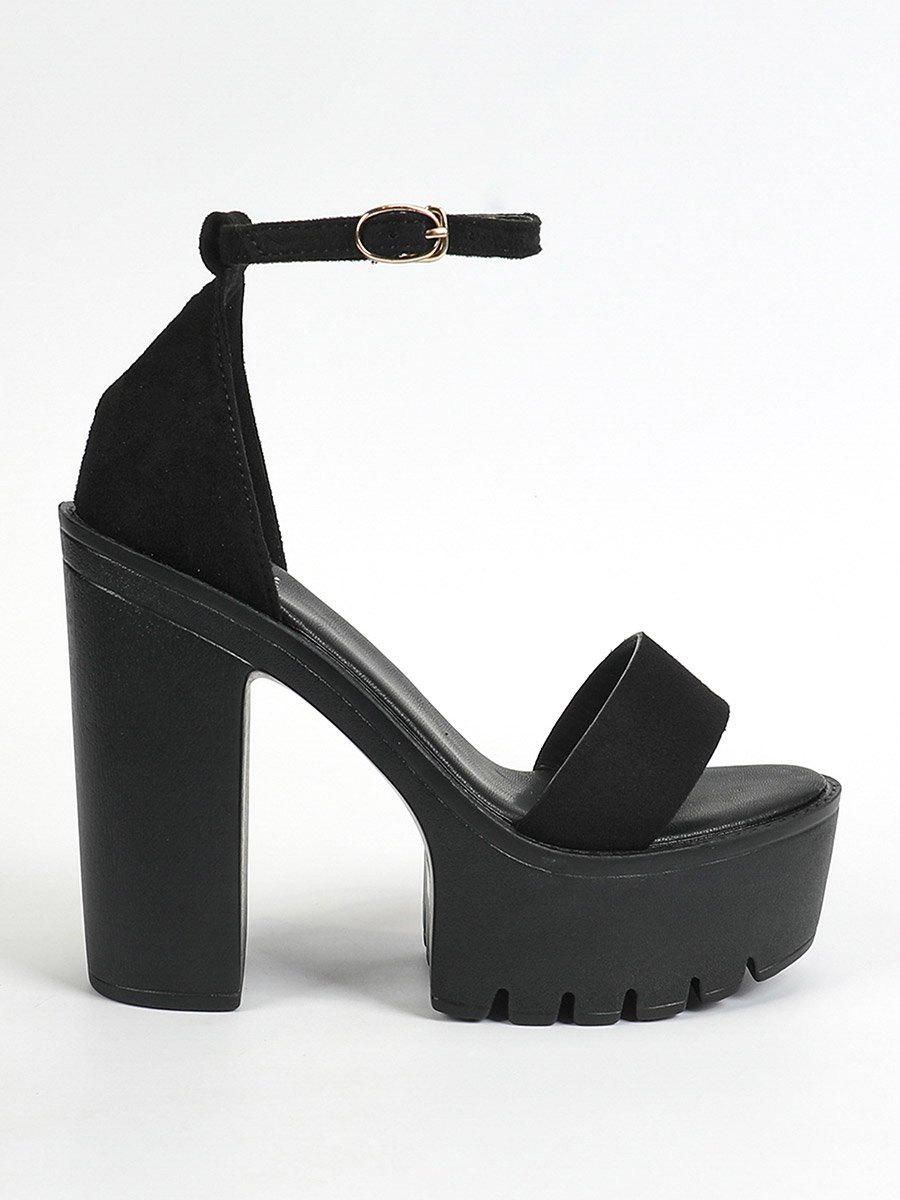 Ankle Strap Platform Heel Sandals with Buckle Closure