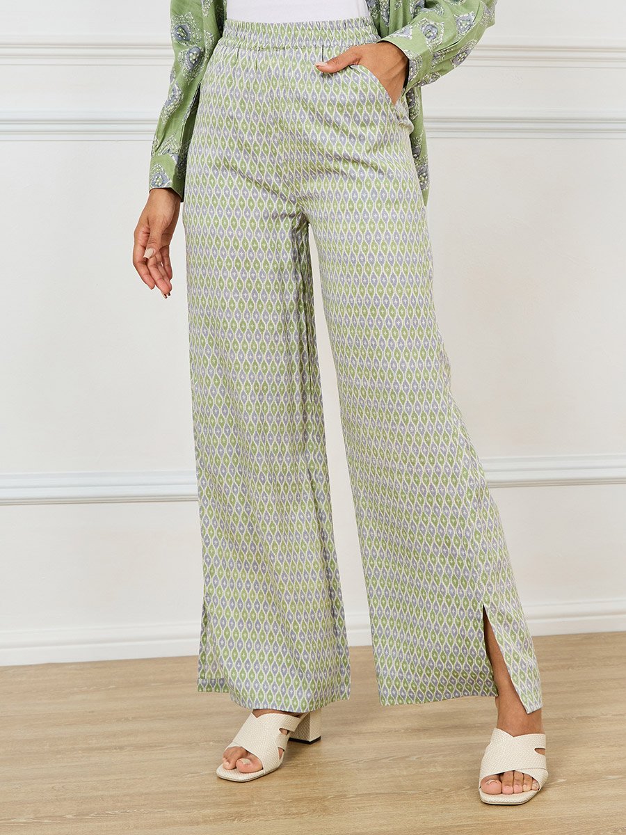 All Over Print Shirt and Split Detail Pants Set