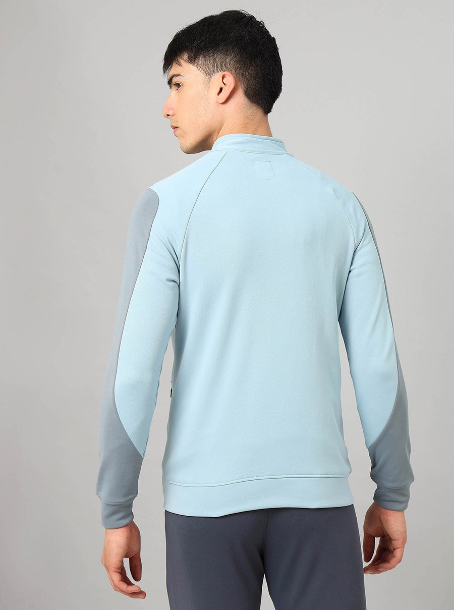 High Neck Full Sleeve Colorblock Fleece Jacket