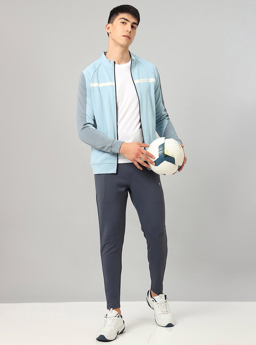 High Neck Full Sleeve Colorblock Fleece Jacket