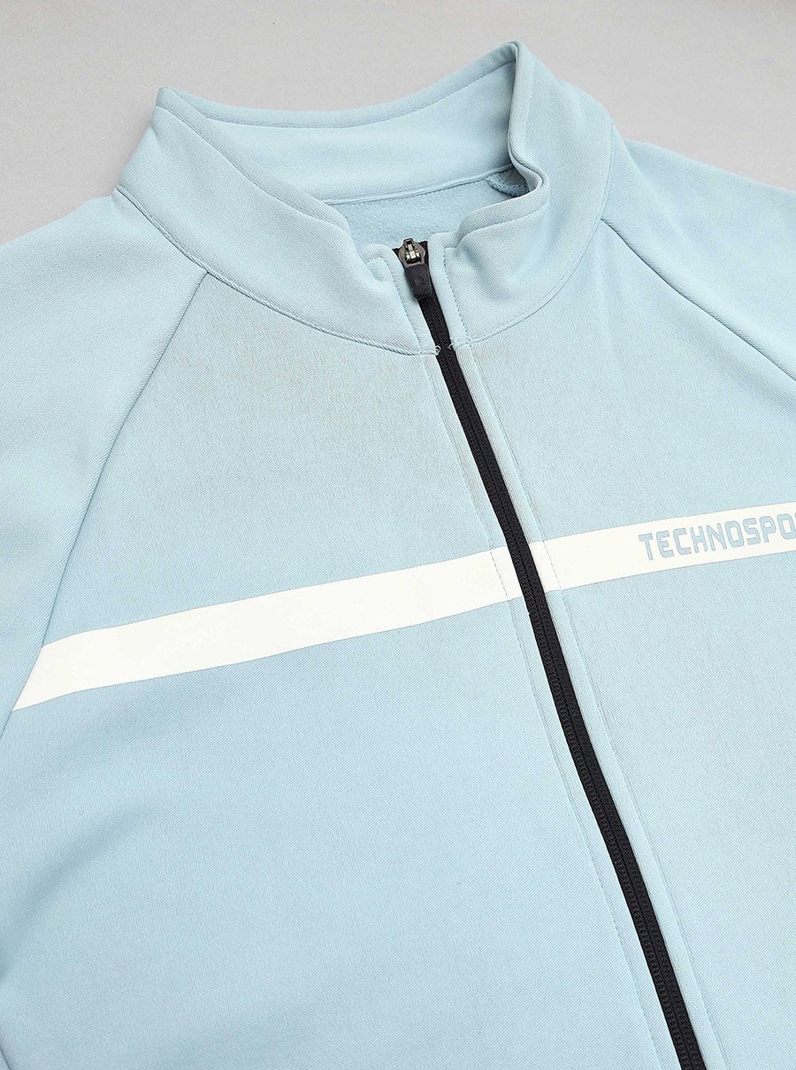 High Neck Full Sleeve Colorblock Fleece Jacket