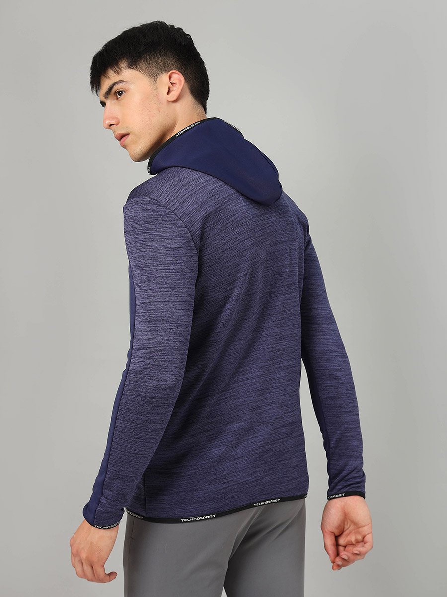 Colorblock Melange Fleece Jacket with Hood