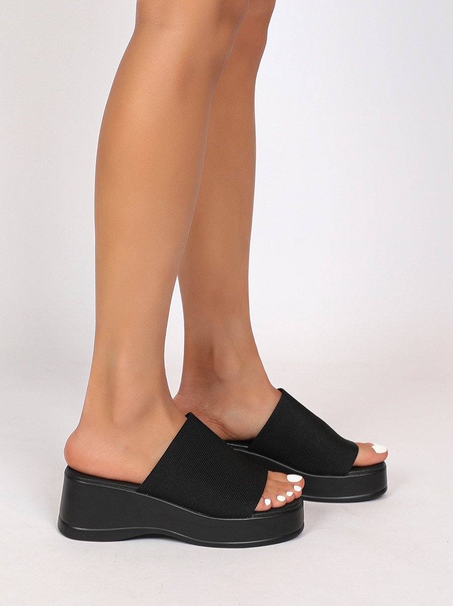 Solid Slip On Wedge Heel Sandals