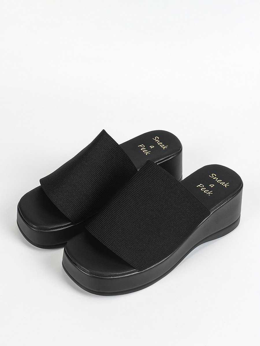 Solid Slip On Wedge Heel Sandals