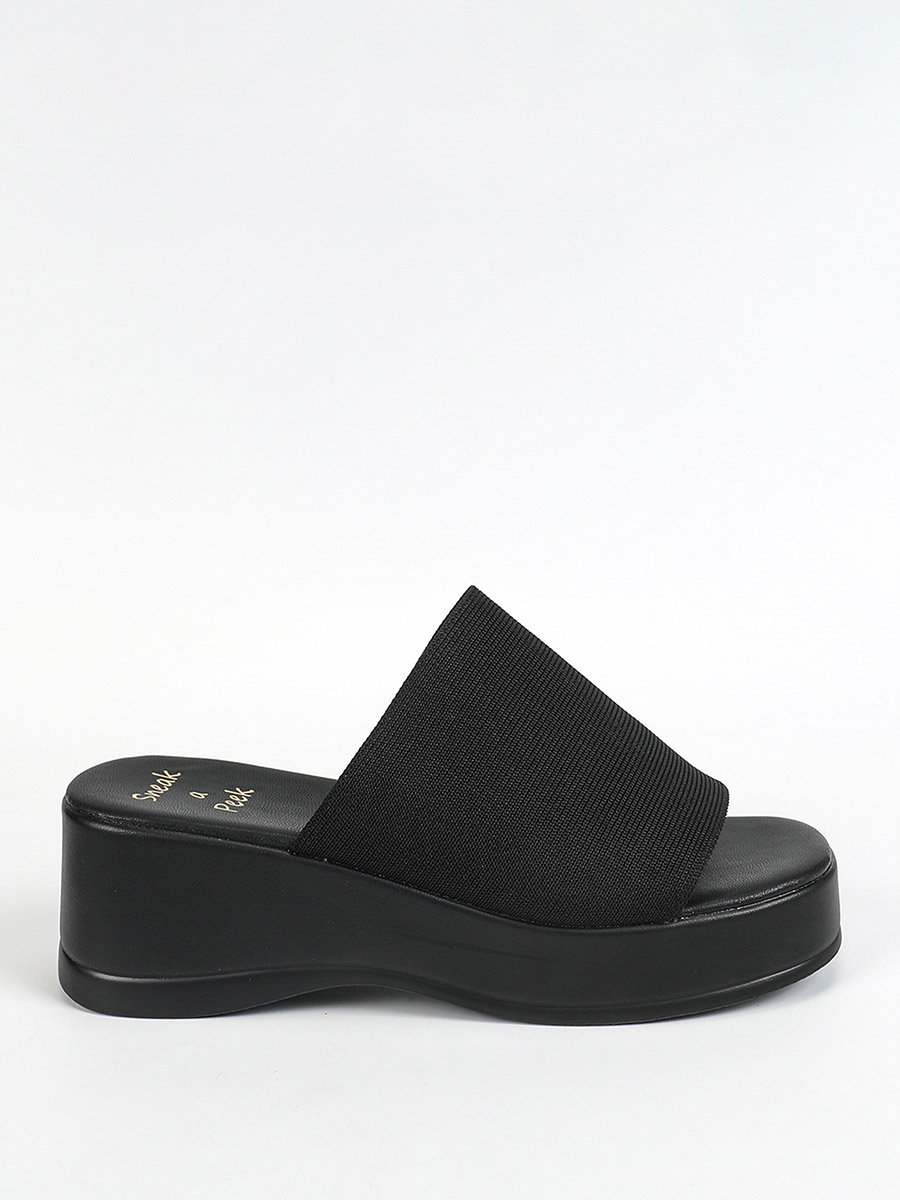 Solid Slip On Wedge Heel Sandals