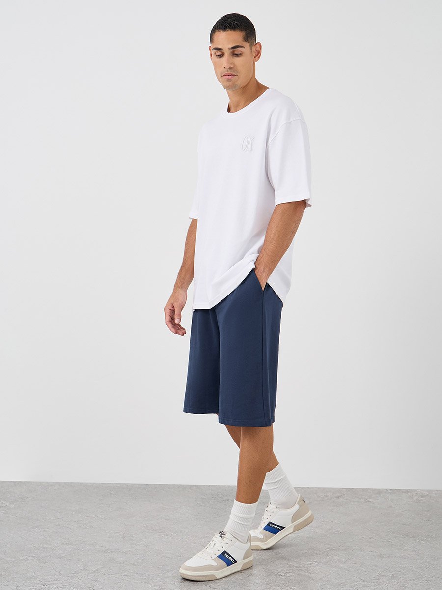 Oversized Solid Shorts with Drawstring