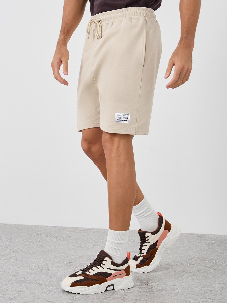 Badge Detail Regular Fit Terry Shorts