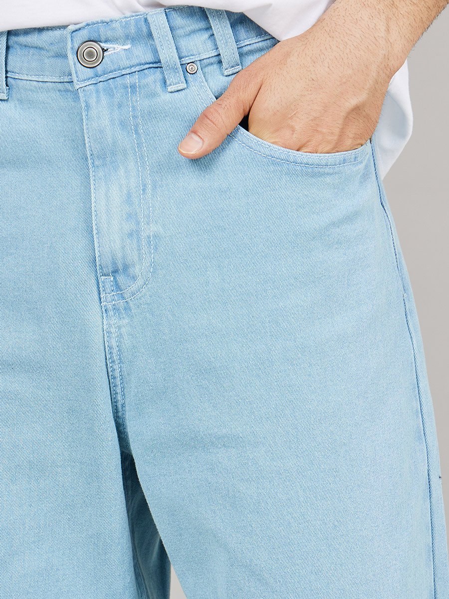Mid Rise Enzyme Wash Wide Leg Jeans