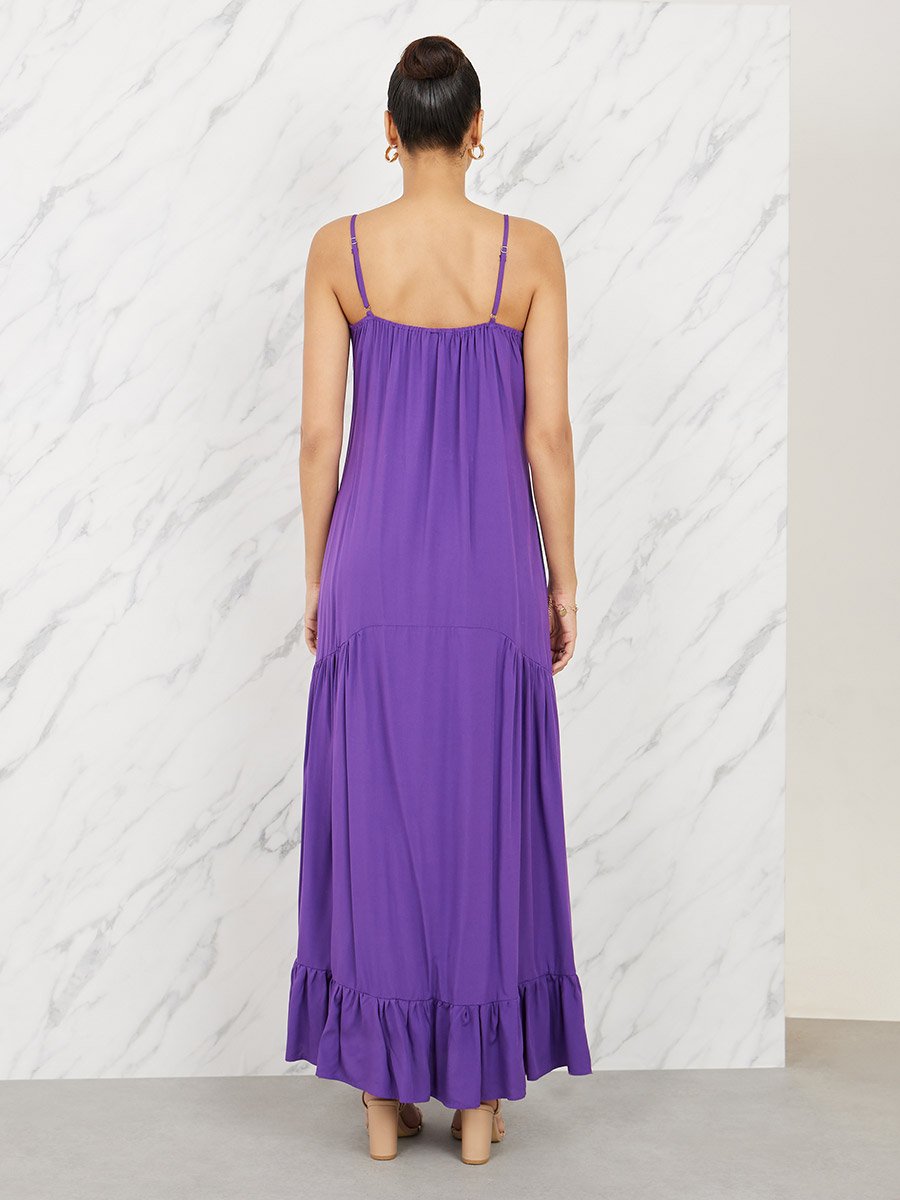 Strappy Crochet Detail A-Line Maxi Dress For Women at Bahrain | Styli