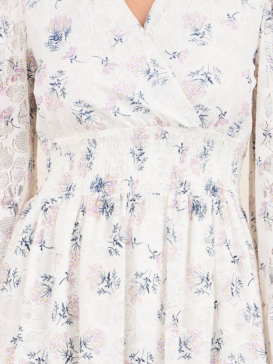 Floral Print Smocked Waist A-Line Maxi Dress