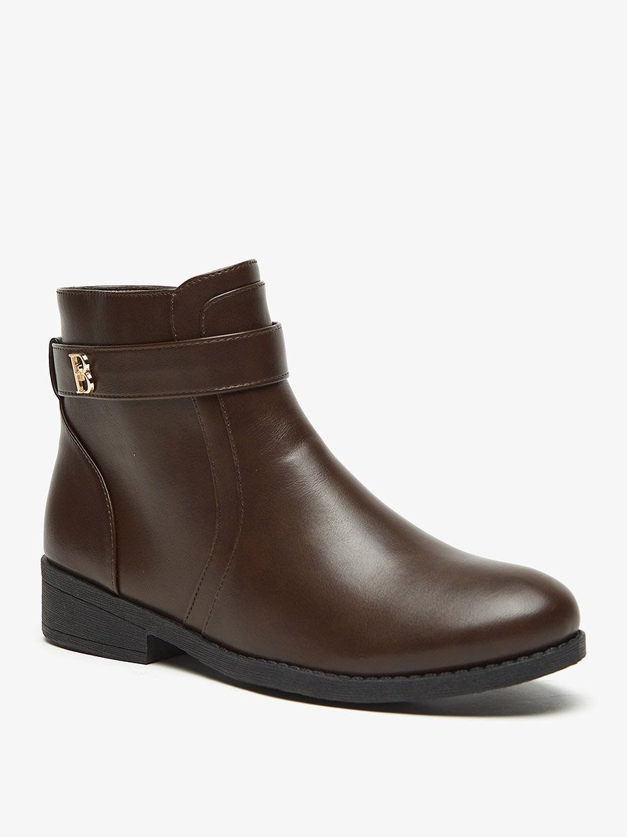 Solid Ankle Boots with Zip Closure