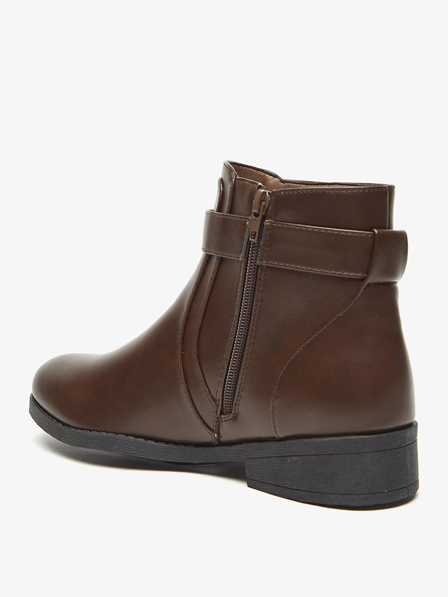 Solid Ankle Boots with Zip Closure