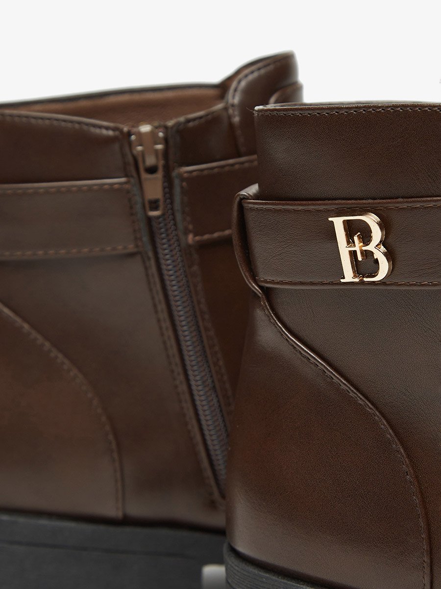 Solid Ankle Boots with Zip Closure