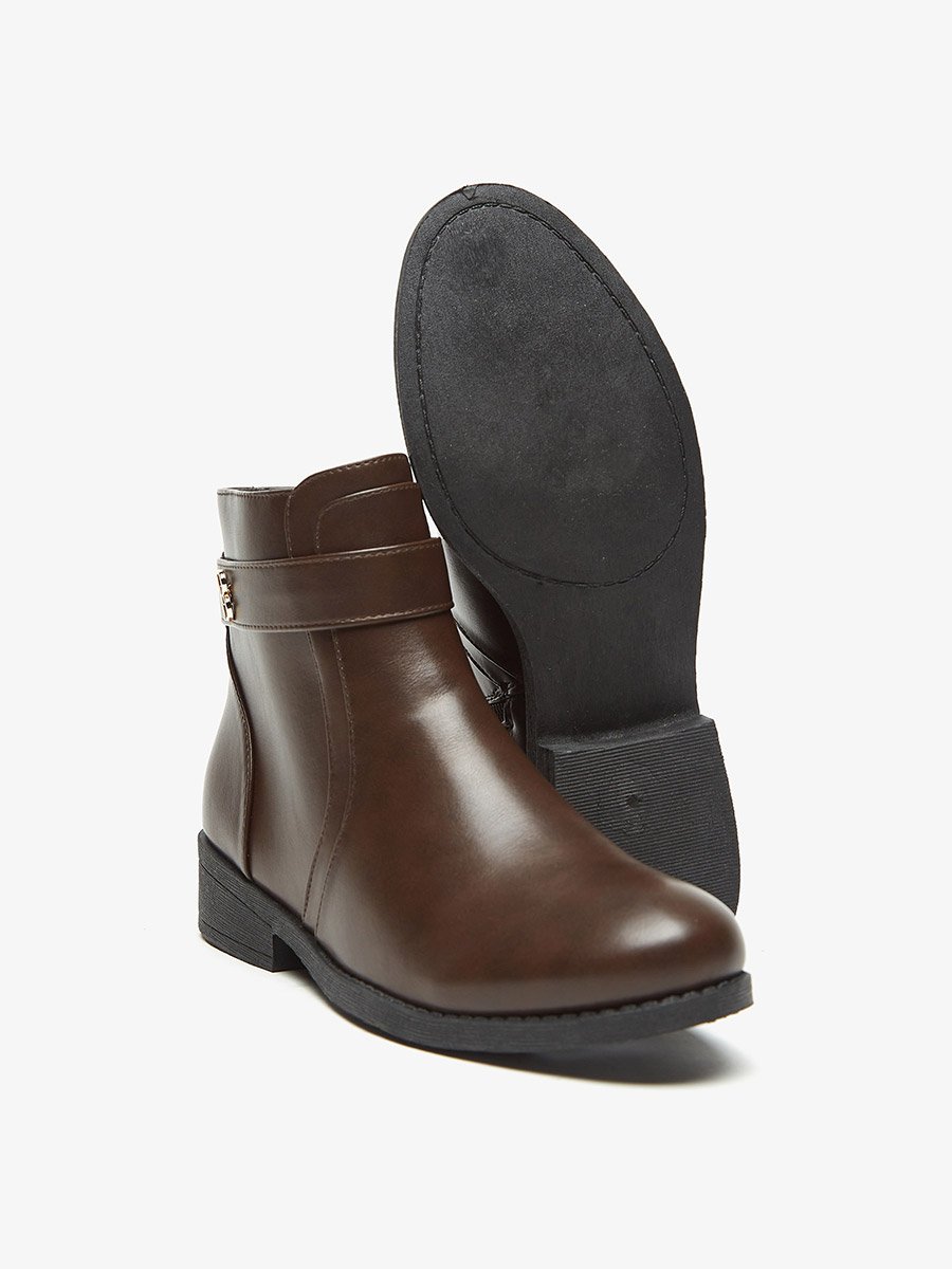 Solid Ankle Boots with Zip Closure