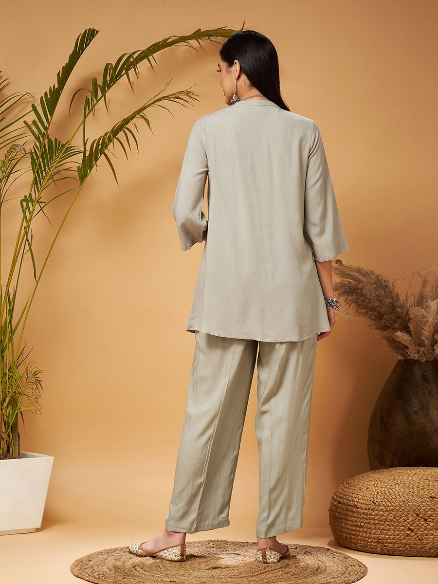 Embroidered Longline Top and Palazzos Set