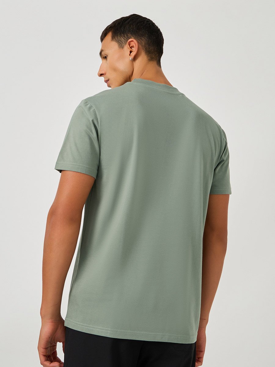 Badge Detail Mock Neck Regular Fit T-Shirt