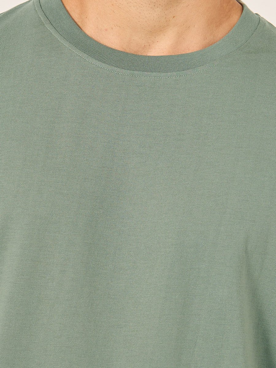 Oversized Roll Up Sleeves T-Shirt with Side Slit For Men at Saudi