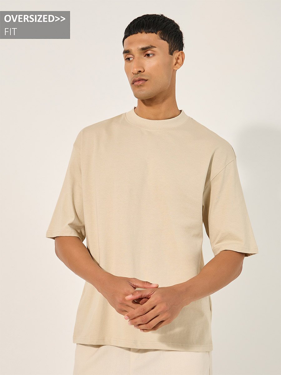 Men Oversized Mock Neck T-Shirt